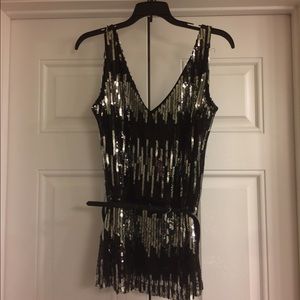 Charlotte Russe  black and silver sequins shirt