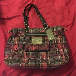 Coach Poppy Tartan Tote
