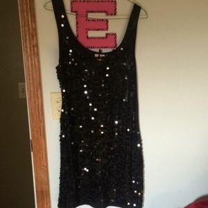 Black sequined party dress