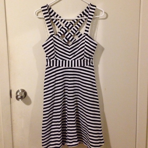 Black and white striped dress