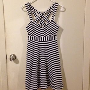 Black and white striped dress