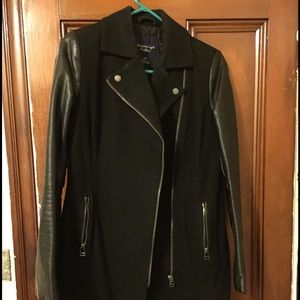 AMERICAN EALE black coat with faux leather sleeves