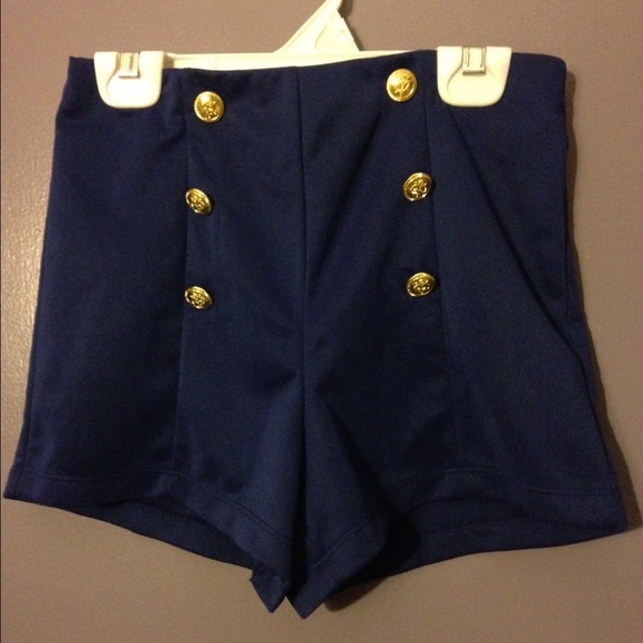 Navy spandex high waisted shorts