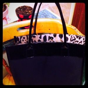 Black/cheetah print tote👜