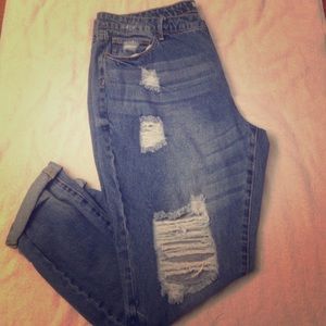 Just fab cuffed distressed jeans