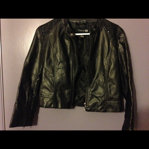 Forever 21 sequined leather jacket