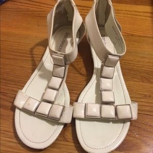 White flat sandals