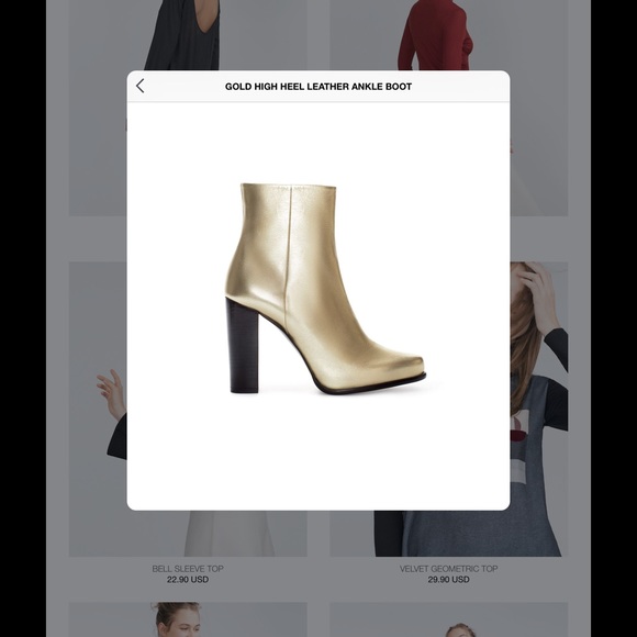 Zara gold high heel ankle boot Size 6 & 1/2