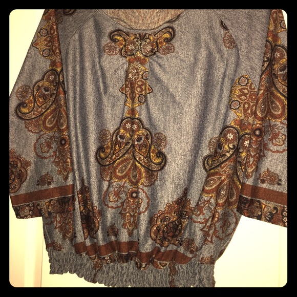 Avenue Grey Paisley Print Blouse