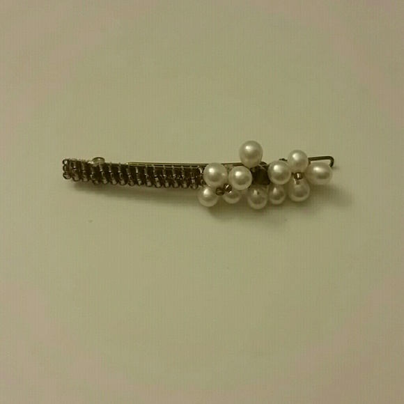 Gold Hair Clip With Pearls & Purple Crystals main image 4