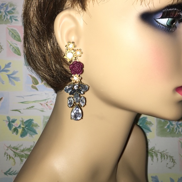 Purple Rose Earrings - Picture 4 of 8