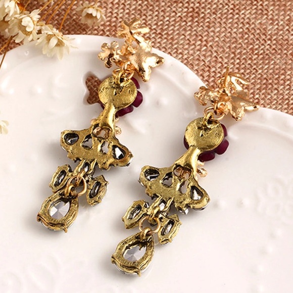 Purple Rose Earrings - Picture 7 of 8