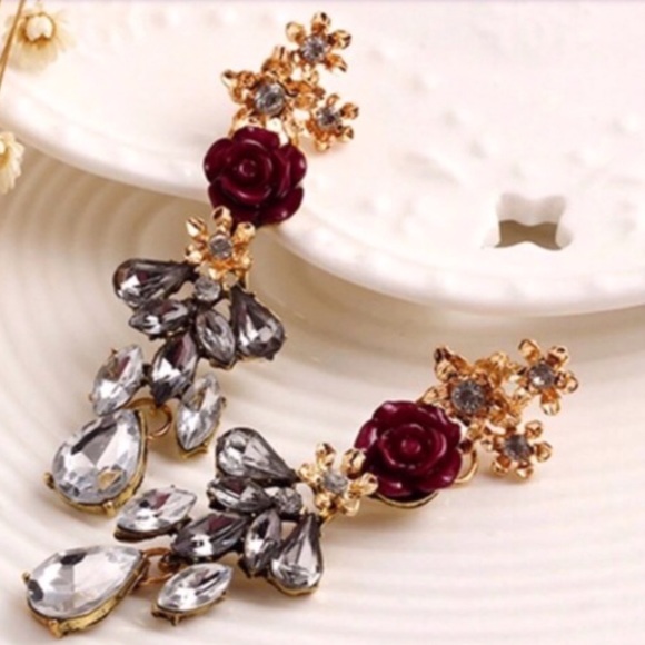 Purple Rose Earrings - Picture 2 of 8