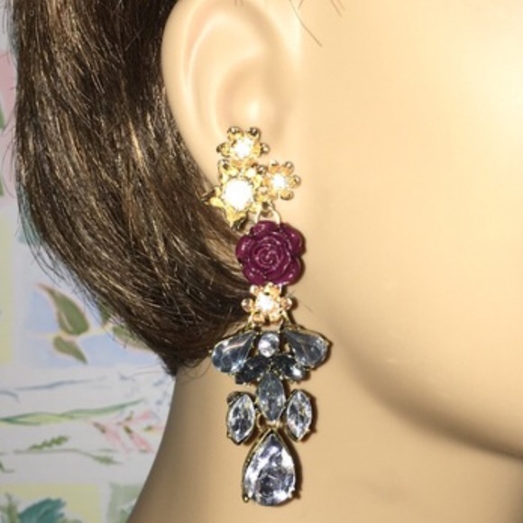 Purple Rose Earrings - Picture 6 of 8