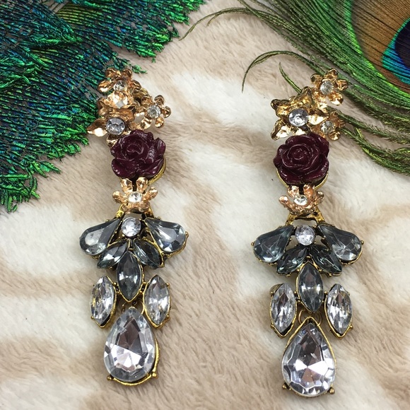 Purple Rose Earrings - Picture 3 of 8