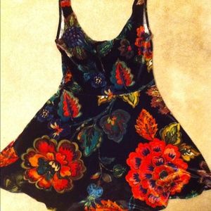 Black Floral Velvet Skater Dress