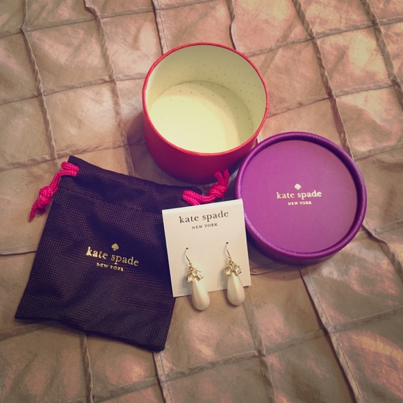 Kate Spade 14k gold fill pearl & crystal earrings