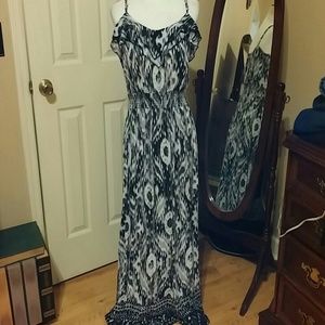 Black and white patterned maxi dress