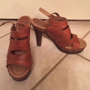 Heels slightly worn.