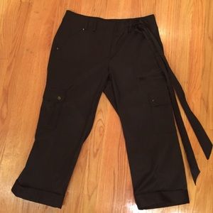 Ladies Satin Cargo Capri Pants