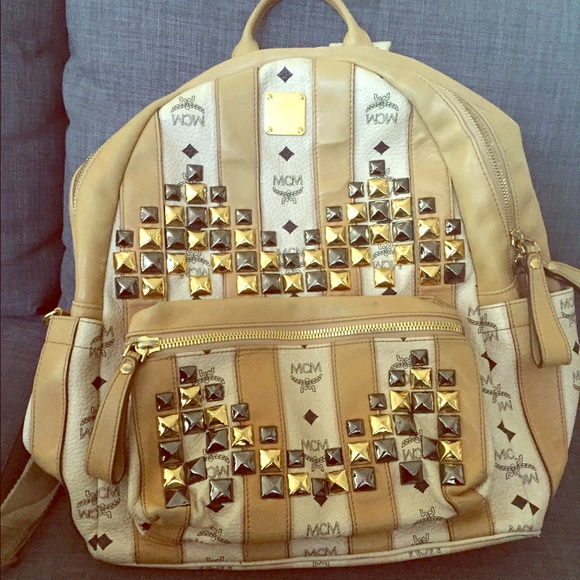 mcm striped backpack