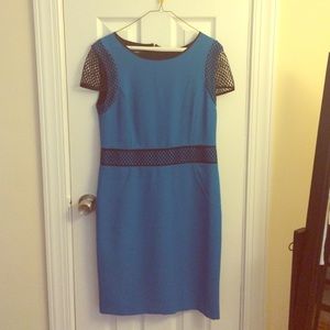 Nine West teal shift dress with black detailing.