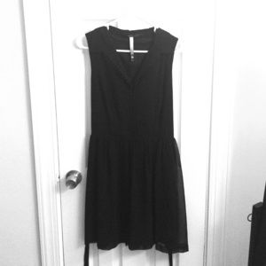 Short sleeve, black, button-up dress.