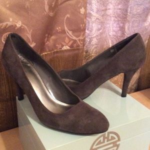 Dark grey suede heels