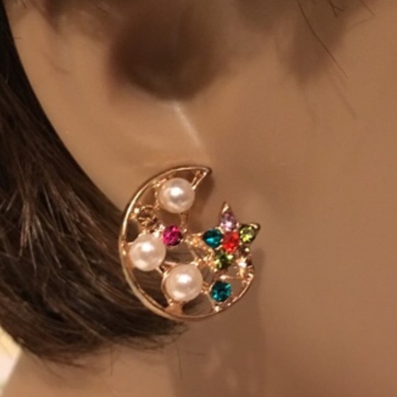 Crescent Half Moon Earrings - Picture 2 of 6