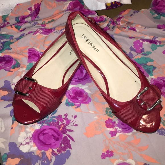 Lane Bryant Red Peep Toe Flats - Picture 1 of 2