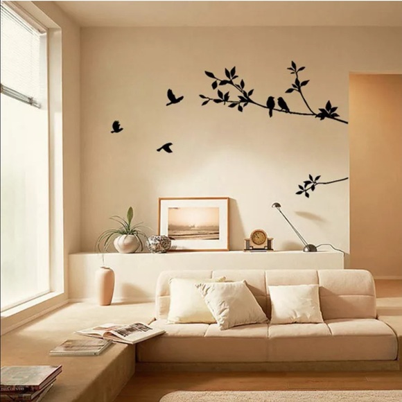 2 Tree Branch Black Bird Wall Decals