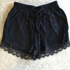 Black drawstring shorts