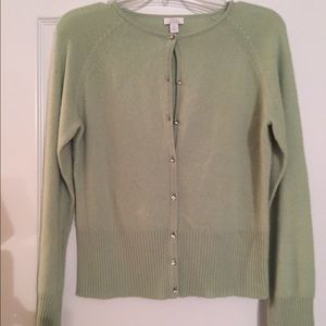 100% Cashmere celery green cardigan