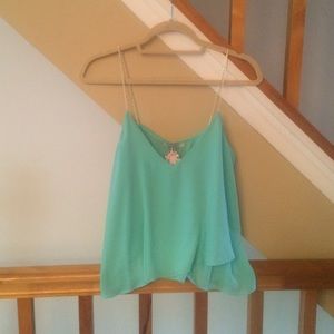 Mint green crop tank top
