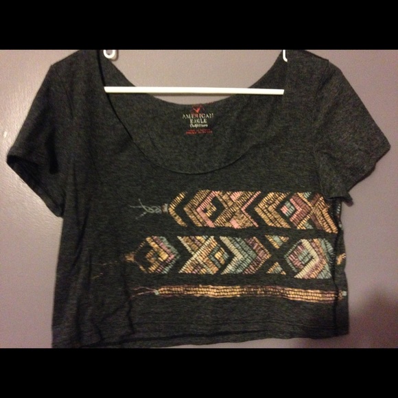 Dark gray designed crop top