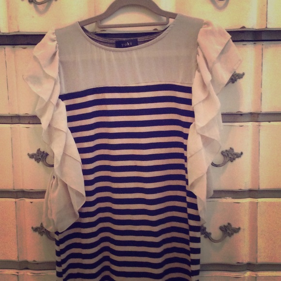 Multi dimensional navy and ivory shift dress