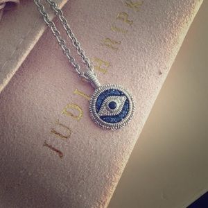 Judith Ripka evil eye necklace with sapphires