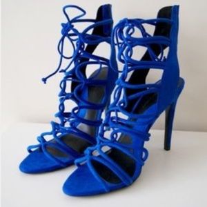 Zara blue lace up sandals