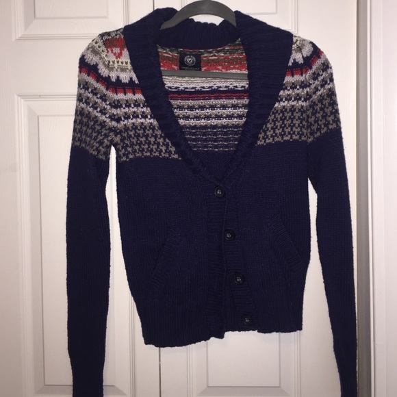 Blue knitted cardigan