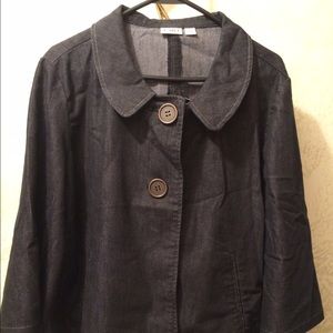 Dark denim pant suit. Cato