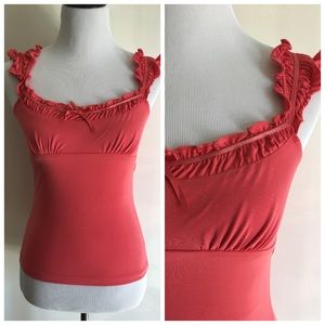 Coral spaghetti strapped XOXO top