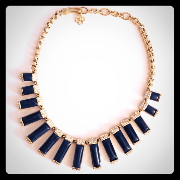 Ann Taylor Navy Blue Gold Necklace