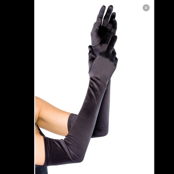 🎀black satin gloves🎀
