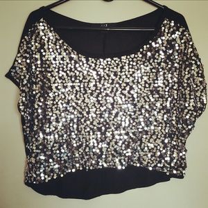 Forever 21 Sequined Oversized Crop Top