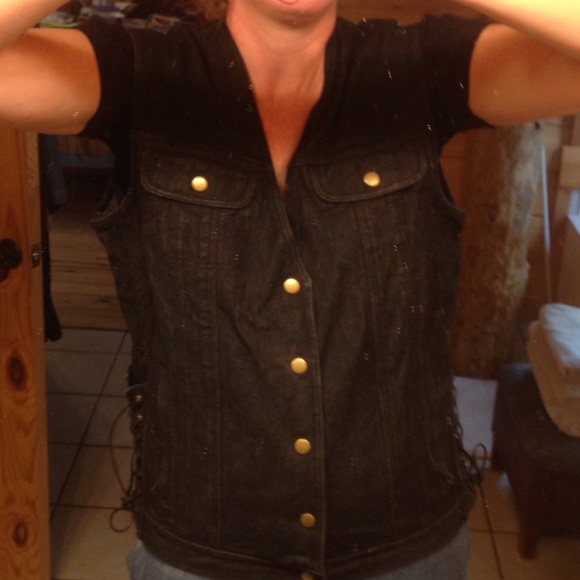 Authentic Biker Denim Vintage Cut Cotton Vest  XL