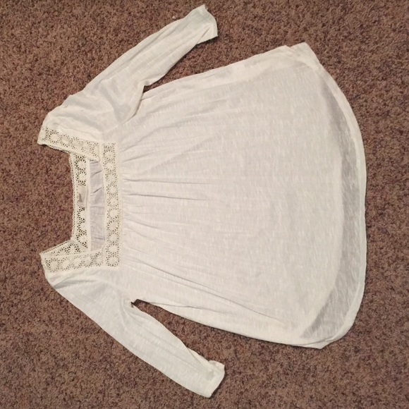 Half sleeved white flower neck line shirt