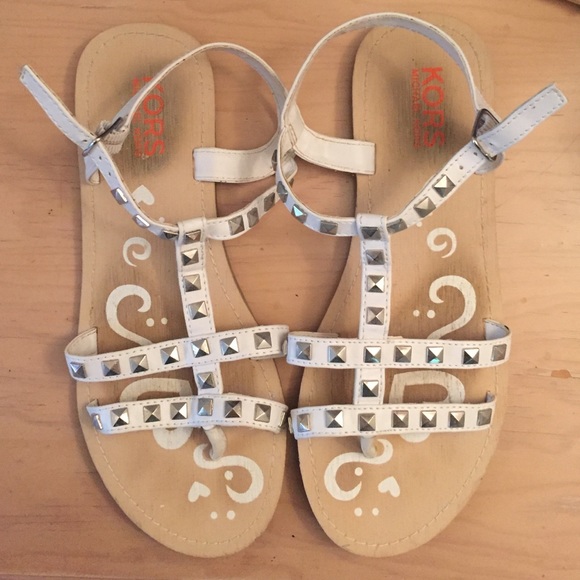 Michael Kors white studded strappy sandals