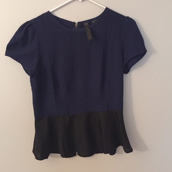 Dark blue and black peplum tee