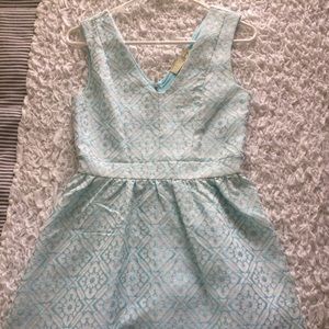 Blue and white dress