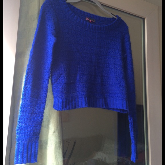T/O Sweaters - Cropped bright royal blue sweater, size small.
